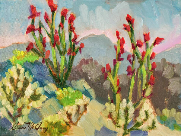 Ocotillo Poster featuring the painting Ocotillo and Cholla - Living Desert by Diane McClary