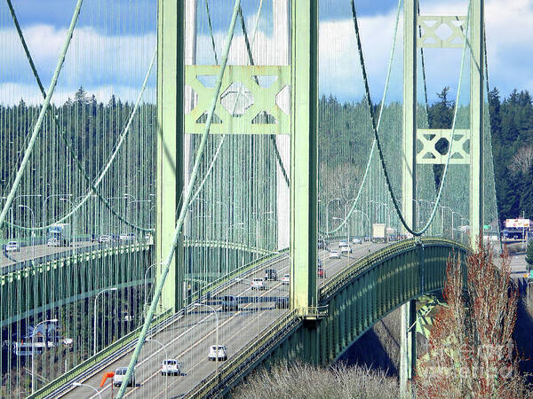 Tacoma Narrows Bridge Poster featuring the photograph Tacoma Narrows Twin Bridges by Scott Cameron
