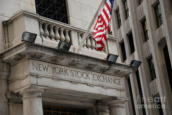 American Flag Poster featuring the photograph New York Stock Exchange building by Amy Cicconi