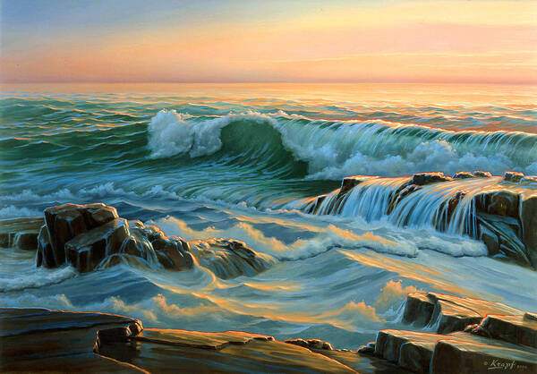 Seascape Poster featuring the painting Schoodic Point before Sunrise by Paul Krapf