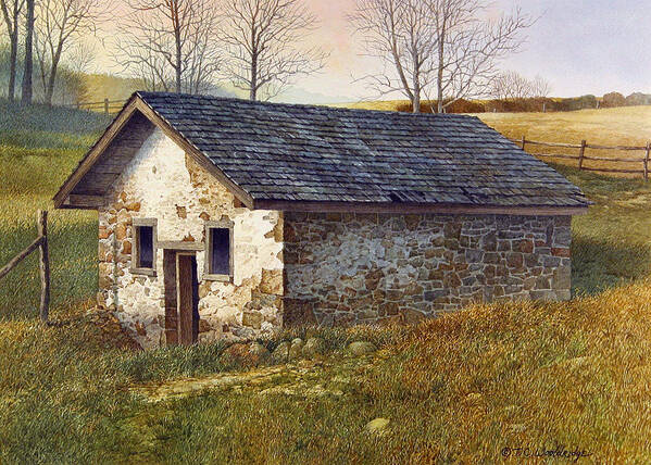 Landscape Poster featuring the painting Springhouse by Tom Wooldridge