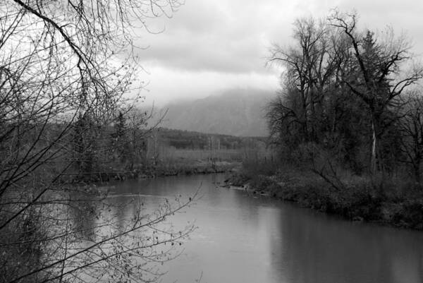 Landscape Poster featuring the photograph At the River Turn BW by Kathleen Grace