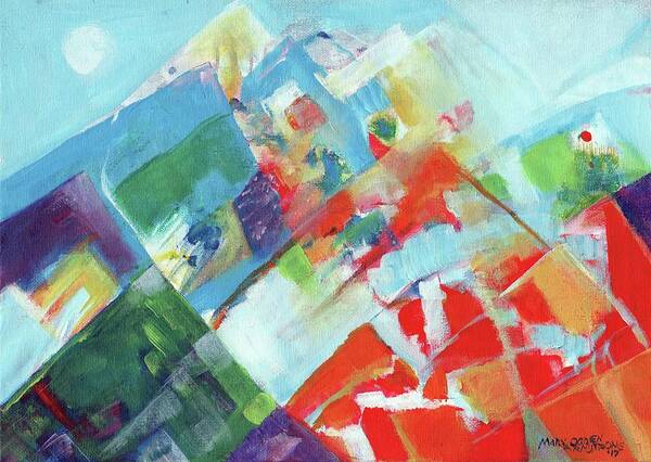 Abstract Poster featuring the painting Abstract landscape1 by Mary Armstrong