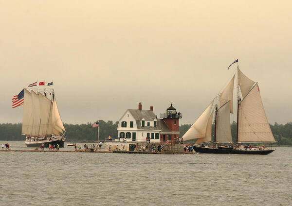 Seascape Poster featuring the photograph The Lighthouse At Rockland by Doug Mills