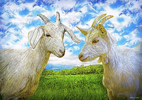 Joelbrucewallach Poster featuring the digital art The Whispers Of Goats by Joel Bruce Wallach