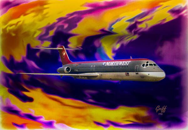 Northwest Airlines Poster featuring the digital art Warp 7 by J Griff Griffin
