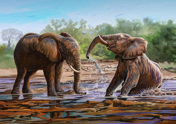 Picture Poster featuring the painting In the Muddy Pool by Anthony Mwangi