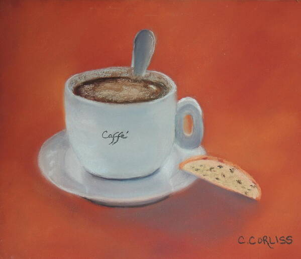 Coffee Poster featuring the pastel Afternoon Caffe by Carol Corliss