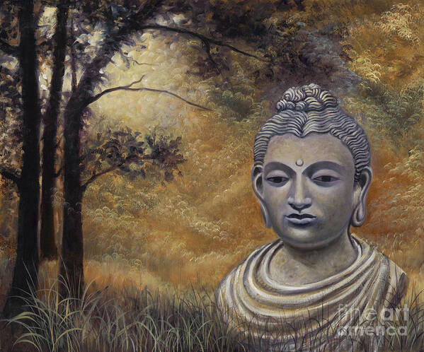 Buddha Poster featuring the painting Forest Buddha by Birgit Seeger-Brooks
