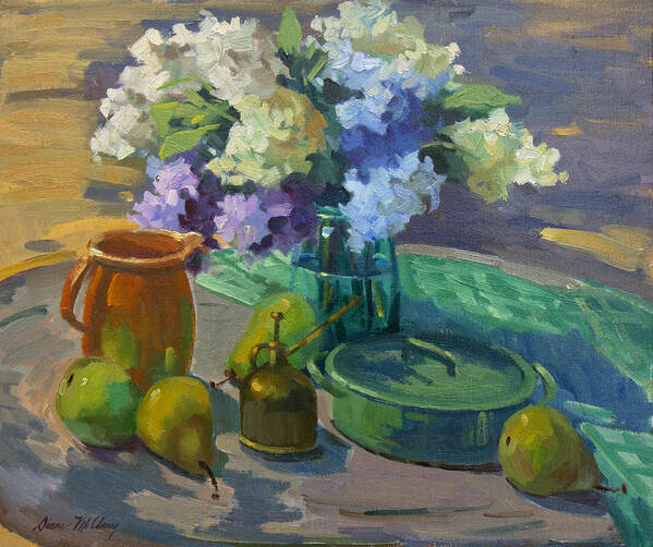 Lilacs Poster featuring the painting Lilacs Harmony in Green by Diane McClary