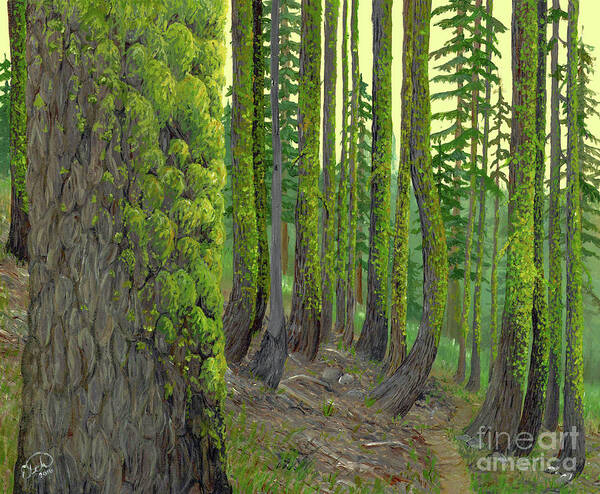 Landscape Poster featuring the painting Green as a Forest by Elizabeth Mordensky
