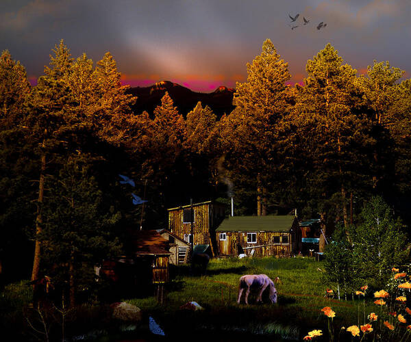 Colorado Poster featuring the digital art Sundown in the Rockies by J Griff Griffin