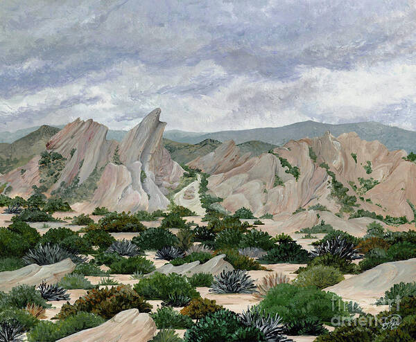 Desert Poster featuring the painting Vasquez Rocks by Elizabeth Mordensky