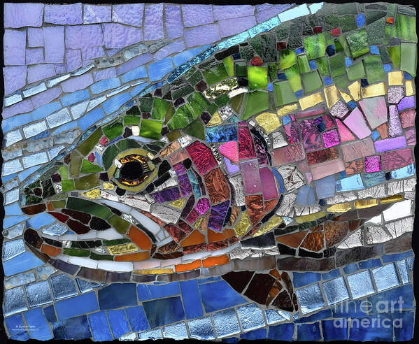 Cynthie Fisher Poster featuring the sculpture Rainbow Trout Glass Mosaic by Cynthie Fisher