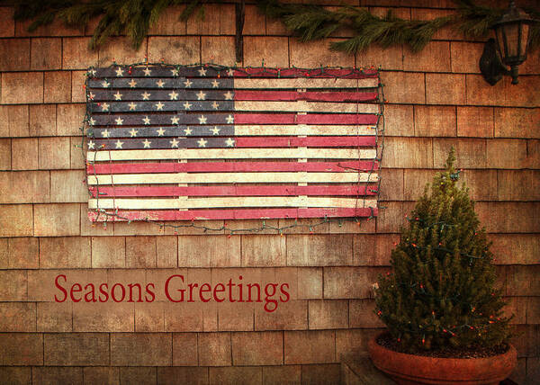 Flag Poster featuring the photograph American Christmas by Cathy Kovarik