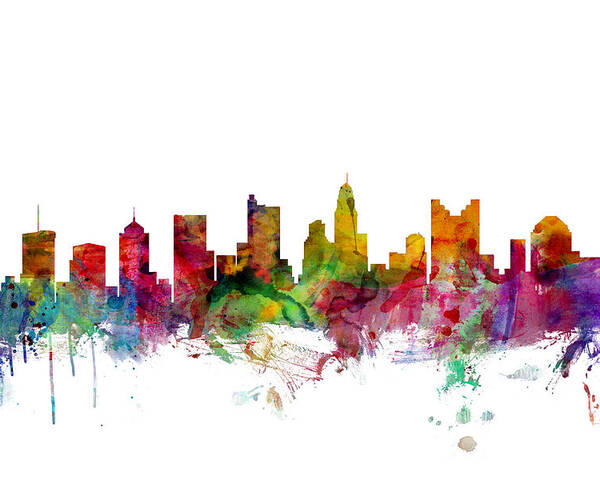 United States Poster featuring the digital art Columbus Ohio Skyline by Michael Tompsett