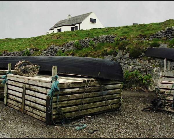 Ireland Poster featuring the photograph Cottage and Currach by Peggy Dietz