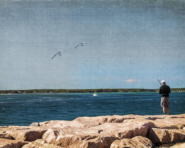 Fishing Poster featuring the photograph On The Rocks by Cathy Kovarik