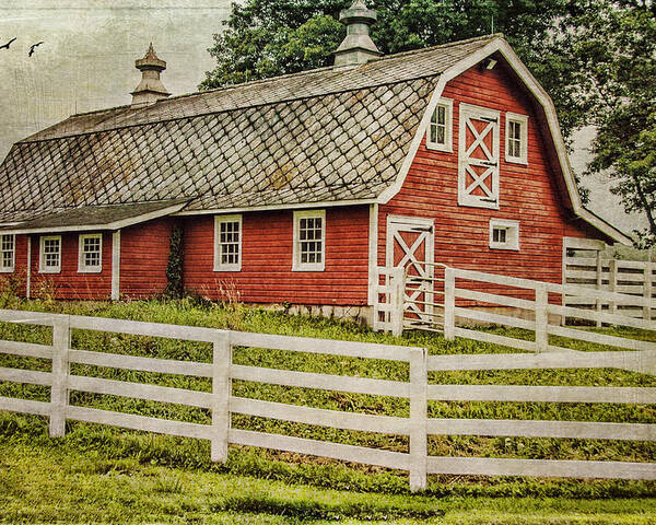 Farm Poster featuring the photograph Red Barn by Cathy Kovarik