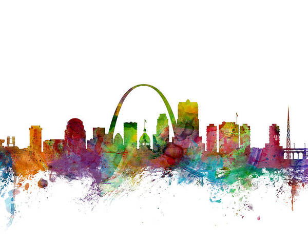St Louis Poster featuring the digital art St Louis Missouri Skyline by Michael Tompsett