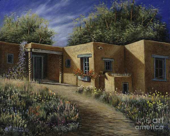 Southwest-landscape Poster featuring the painting Sunny Day by Ricardo Chavez-Mendez