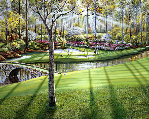 Augusta National Poster featuring the painting 12th at Augusta National by Raymond Sipos