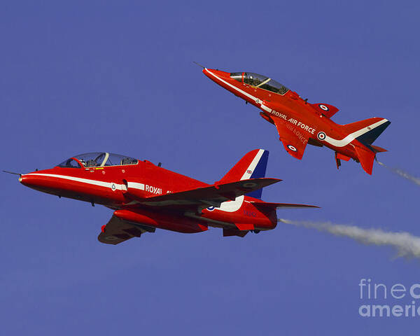 The Red Arrows Poster featuring the digital art Red Arrows by Airpower Art