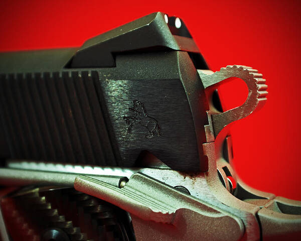 Gun Poster featuring the digital art 1911 Rampant Colt by Jorge Estrada