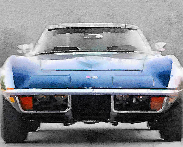 Corvette Poster featuring the painting 1972 Corvette Front End Watercolor by Naxart Studio