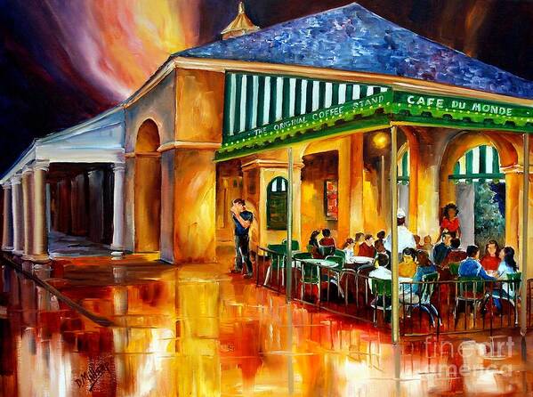 New Orleans Poster featuring the painting Midnight at the Cafe Du Monde by Diane Millsap
