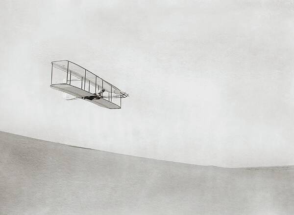 Wilbur Wright Poster featuring the photograph Wright Brothers Kitty Hawk Glider by Library Of Congress