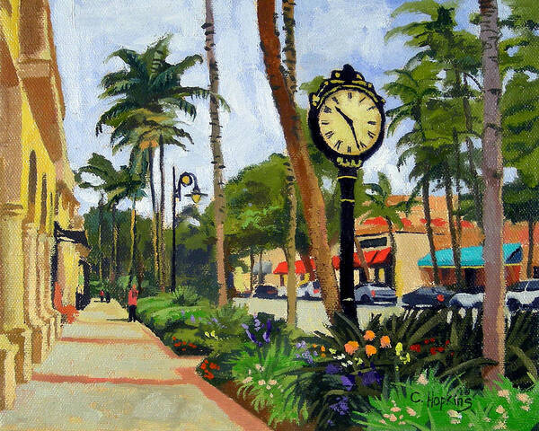 Christine Hopkins Poster featuring the painting 5th Avenue Naples Florida by Christine Hopkins