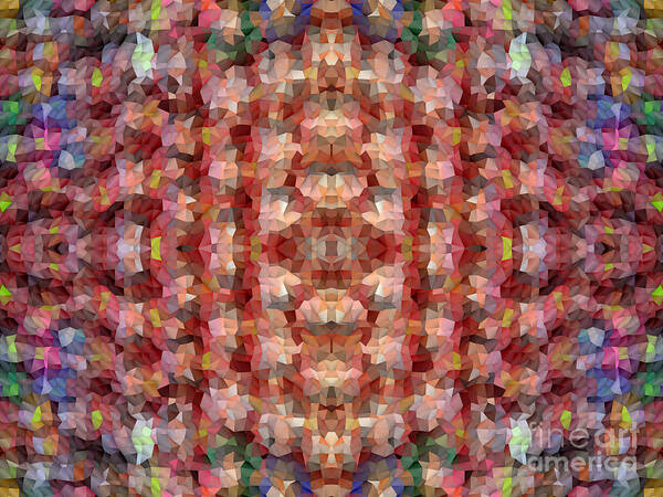 Red Poster featuring the digital art Abstract Mosaic in Red Rainbow by Beverly Claire Kaiya