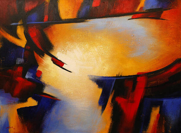 Abstract Poster featuring the painting Abstract Red Blue Yellow by Glenn Pollard
