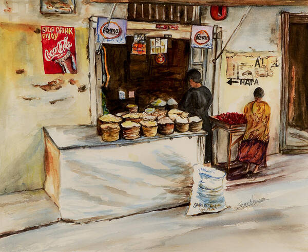 Duka Poster featuring the painting African corner store by Sher Nasser