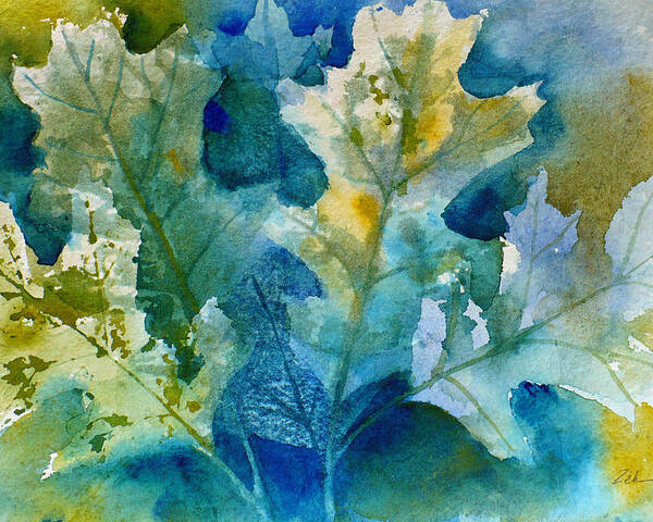 Watercolor Print Poster featuring the painting Autumn Oak Leaves by Janet Zeh