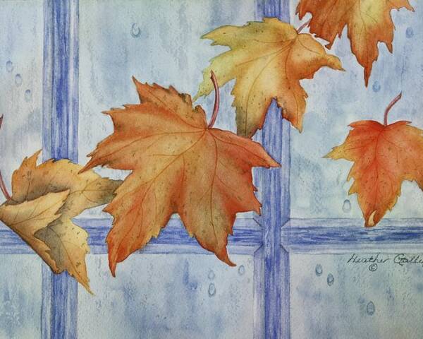 Canadian Maple Leaves Poster featuring the painting Autumn Rain by Heather Gallup
