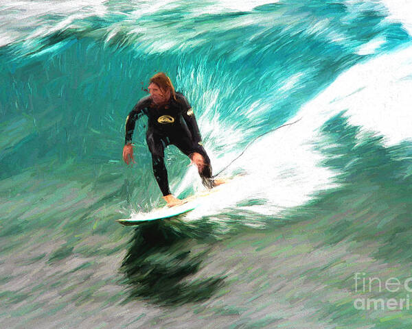 Surfer Poster featuring the photograph Avalono surfer by Sheila Smart Fine Art Photography