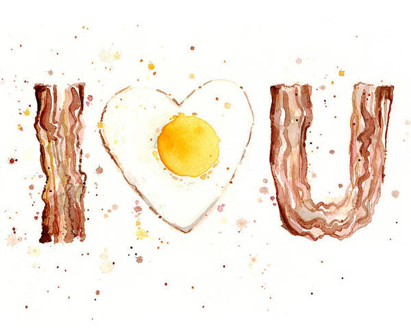 Bacon Poster featuring the painting Bacon and Egg I Love You by Olga Shvartsur