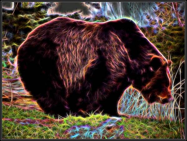 Bear Poster featuring the painting Colorful Grizzly by Jon Volden