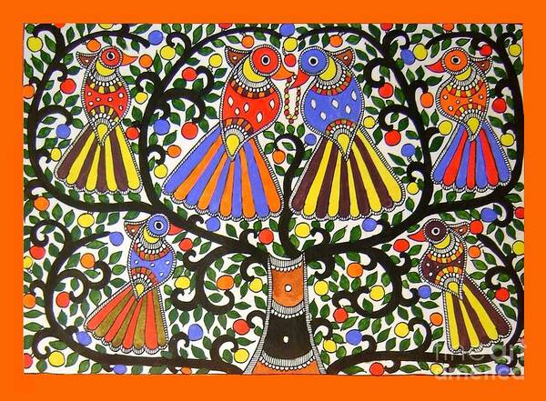 Birds-Madhubani Painting Poster by Mithila Crafts - Fine Art America