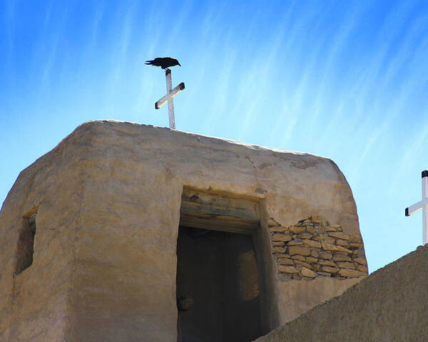 Acoma Pueblo Poster featuring the photograph Black Bird on Duty by Mike McGlothlen