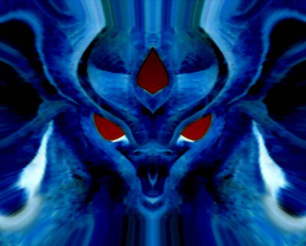 Abstract Poster featuring the digital art Blue Fox by Mary Russell