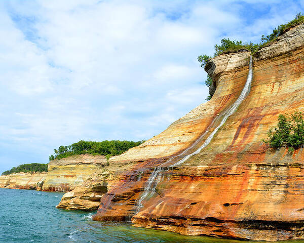 Pictured Rocks Poster featuring the photograph Bridal Veil Falls Pictured Rocks Michigan by Forest Floor Photography