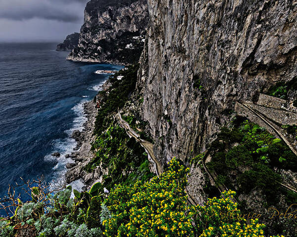 Capri Poster featuring the photograph CAPRI Krupp path rocks coast by Enrico Pelos