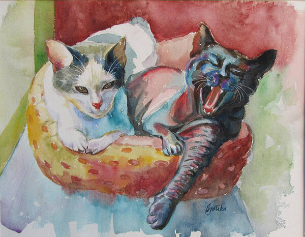 Cats Poster featuring the painting Jack and Neela by Jyotika Shroff