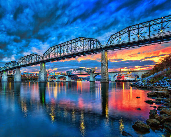 Chattanooga Poster featuring the photograph Chattanooga Sunset 3 by Steven Llorca