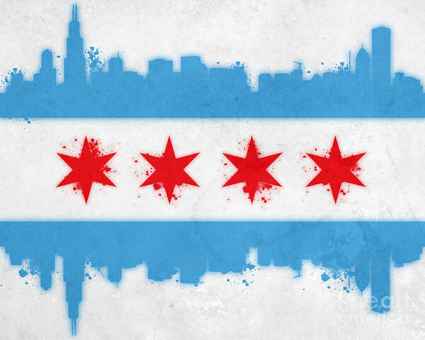 Chicago Poster featuring the painting Chicago Flag by Mike Maher