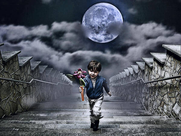 Boy Poster featuring the photograph Child Of The Moon by Joachim G Pinkawa