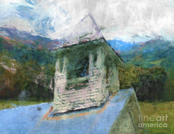 Church Poster featuring the digital art Church In The Mountains by Phil Perkins
